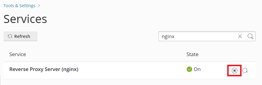 image stop nginx