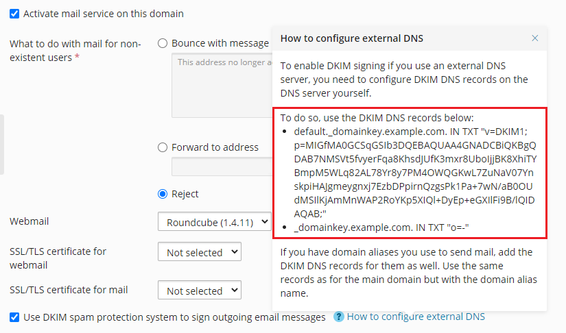 image DKIM external DNS