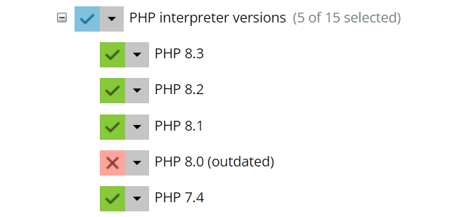 image php versions