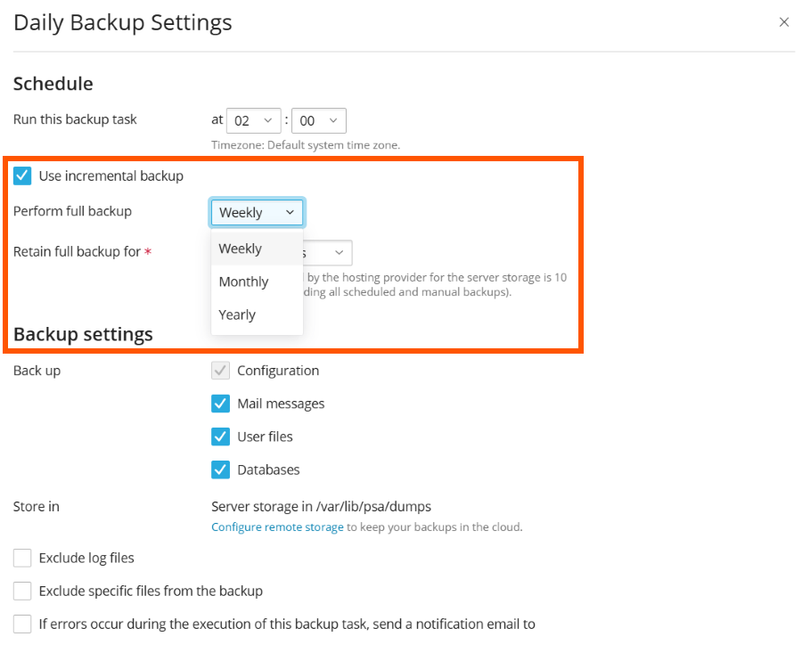 image schedule backups