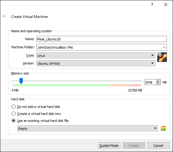 image QCOW2_VB_Create_VM_Configure_parameters